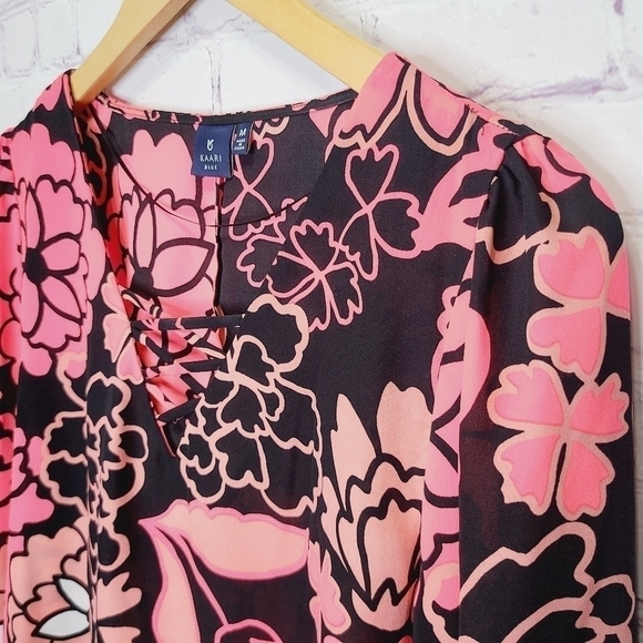 Kaari Blue Lace Bell Sleeve Blouse - Picture 3 of 8